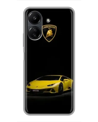 Чехол для Xiaomi POCO C65 с картинкой «Lamborghini желтый акцент»