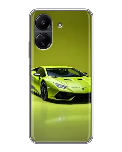 Чехол для Xiaomi POCO C65 с картинкой «Салатовый Lamborghini Huracan»