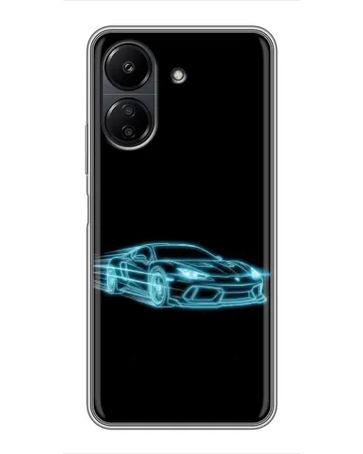 Чехол для Xiaomi POCO C65 с картинкой «Неоновый контур Lamborghini»