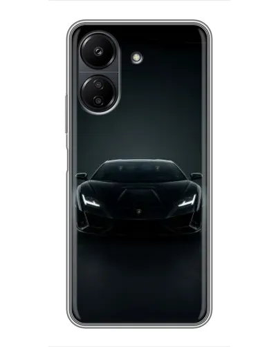 Чехол для Xiaomi POCO C65 с картинкой «Черный Lamborghini Aventador»