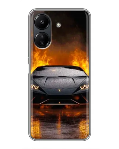 Чехол для Xiaomi POCO C65 с картинкой «Lamborghini в огне»