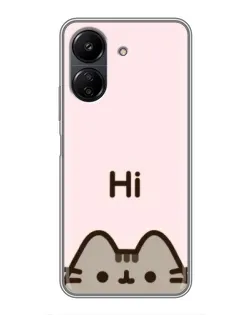 Чехол для Xiaomi POCO C65 с картинкой «Пушин говорит Hi» Чехол для Xiaomi POCO C65 с картинкой «Пушин говорит Hi»