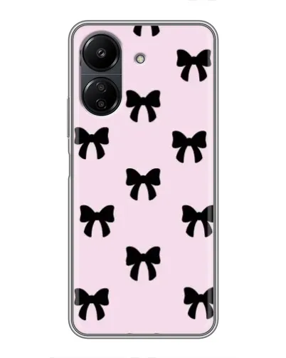 Чехол для Xiaomi POCO C65 с картинкой «Черные банты Coquette»