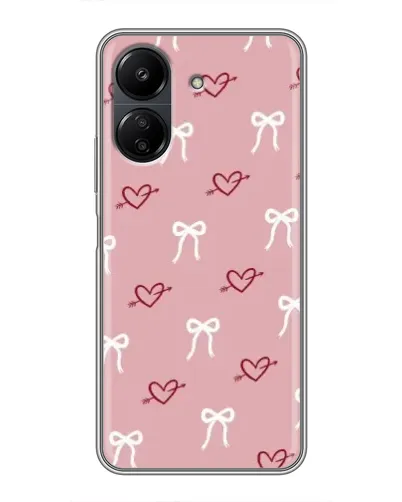 Чехол для Xiaomi POCO C65 с картинкой «Сердца и банты»