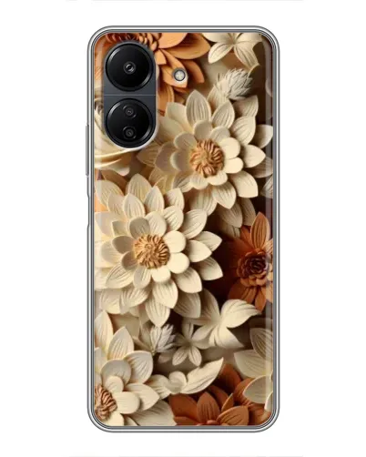 Чехол для Xiaomi POCO C65 с картинкой «Бежевый флористический декор» Чехол для Xiaomi POCO C65 с картинкой «Бежевый флористический декор»
