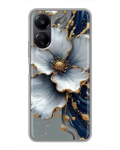Чехол для Xiaomi POCO C65 с картинкой «Белый цветок и золотой флюид» Чехол для Xiaomi POCO C65 с картинкой «Белый цветок и золотой флюид»