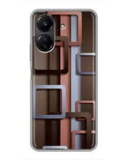 Чехол для Xiaomi POCO C65 с картинкой «Коричневые объемные квадраты» Чехол для Xiaomi POCO C65 с картинкой «Коричневые объемные квадраты»