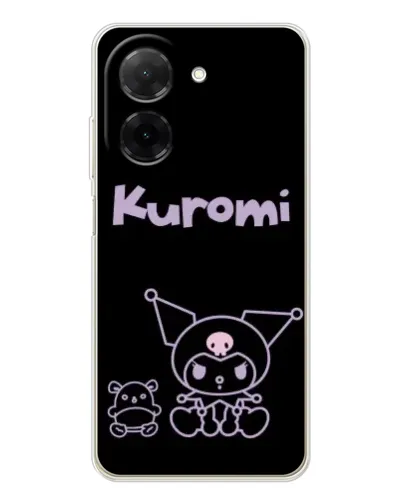Чехол для Xiaomi Poco C71 с картинкой «Kuromi — черный минимализм»