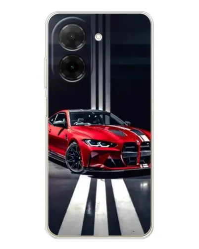 Чехол для Xiaomi Poco C71 с картинкой «Красная BMW на дороге»