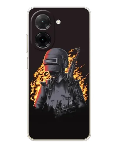 Чехол для Xiaomi Poco C71 с картинкой «PUBG — огненный силуэт» Чехол для Xiaomi Poco C71 с картинкой «PUBG — огненный силуэт»