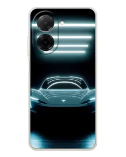 Чехол для Xiaomi Poco C71 с картинкой «Tesla в неоне»