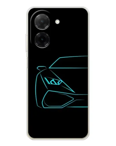 Чехол для Xiaomi Poco C71 с картинкой «Голубой силуэт Lamborghini»
