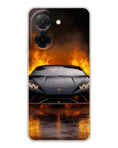 Чехол для Xiaomi Poco C71 с картинкой «Lamborghini в огне»