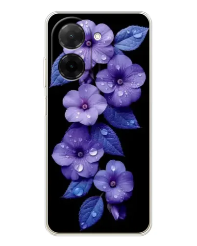 Чехол для Xiaomi Poco C71 с картинкой «Фиолетовые цветы с росою»