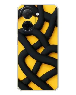 Чехол для Xiaomi Poco C71 с картинкой «Черное желтое переплетение» Чехол для Xiaomi Poco C71 с картинкой «Черное желтое переплетение»