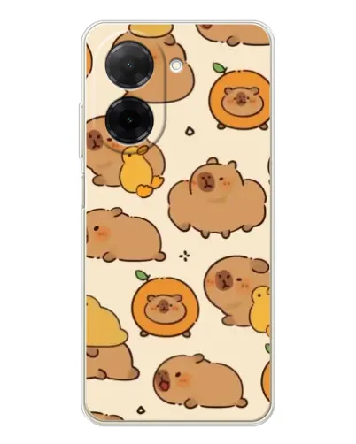 Чехол для Xiaomi Poco C71 с картинкой «Капибары с апельсинами»