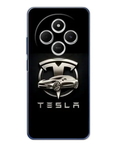 Чехол для Xiaomi Poco C75 с картинкой «Tesla — серебристое авто»