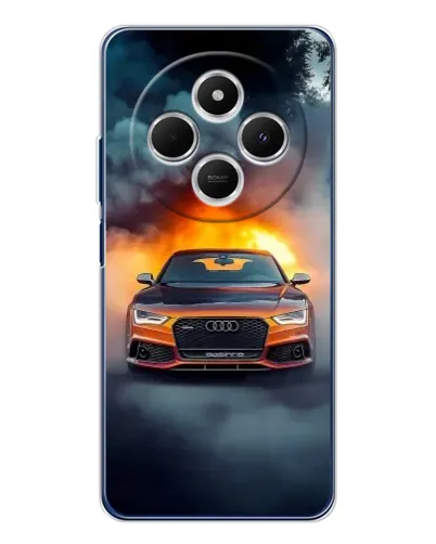 Чехол для Xiaomi Poco C75 с картинкой «Audi в огненном дыму»