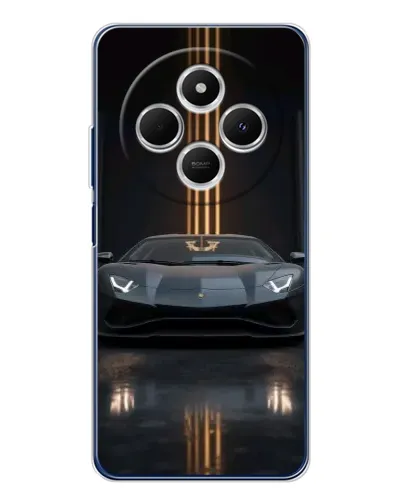 Чехол для Xiaomi Poco C75 с картинкой «Lamborghini золотые линии»
