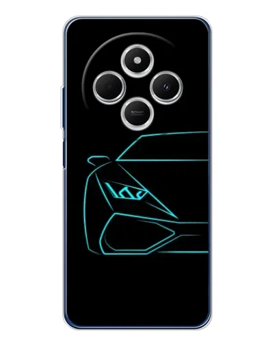 Чехол для Xiaomi Poco C75 с картинкой «Голубой силуэт Lamborghini»