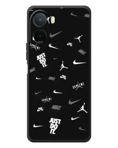 Чехол для Xiaomi Poco C81 Pro с картинкой «Nike Black Pattern» Чехол для Xiaomi Poco C81 Pro с картинкой «Nike Black Pattern»