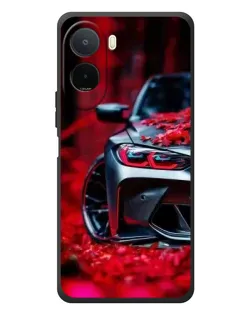 Чехол для Xiaomi Poco C81 Pro с картинкой «Спортивная BMW и цветы»