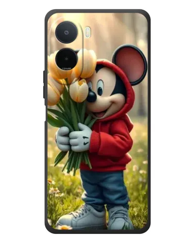 Чехол для Xiaomi Poco C81 Pro с картинкой «Микки с тюльпанами»