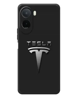 Чехол для Xiaomi Poco C81 Pro с картинкой «Стальной логотип Tesla»