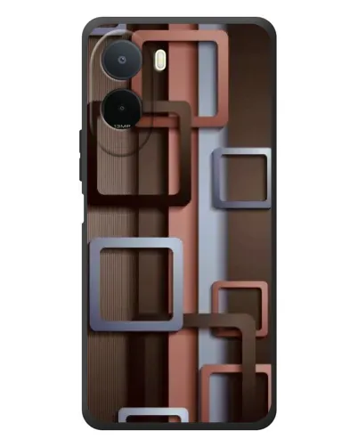 Чехол для Xiaomi Poco C81 Pro с картинкой «Коричневые объемные квадраты»