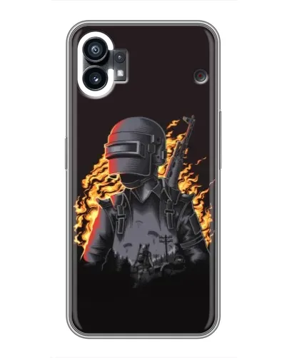 Чехол для Xiaomi Poco C81x с картинкой «PUBG — огненный силуэт»