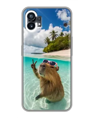 Чехол для Xiaomi Poco C81x с картинкой «Капибара на море»