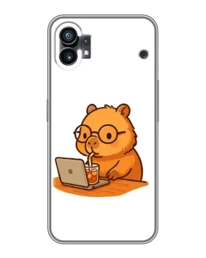 Чехол для Xiaomi Poco C81x с картинкой «Капибара с ноутбуком»