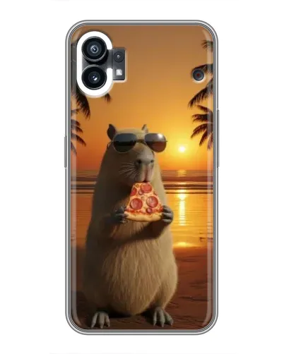 Чехол для Xiaomi Poco C81x с картинкой «Капибара с пиццей»