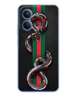 Чехол для Xiaomi Poco C85 с картинкой «Gucci — змея на полосе»