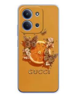 Чехол для Xiaomi Poco C85 с картинкой «Gucci — золотые бабочки»