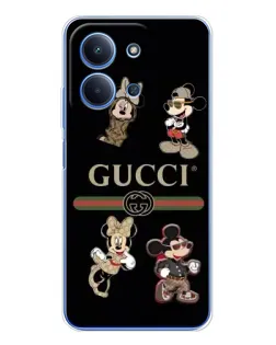 Чехол для Xiaomi Poco C85 с картинкой «Gucci — герои Disney и монограмма»