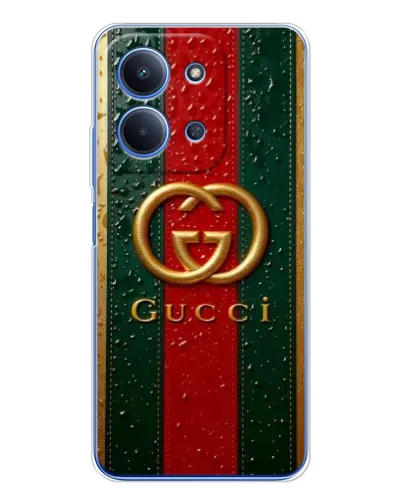 Чехол для Xiaomi Poco C85 с картинкой «Gucci — фирменная полоса и золото» Чехол для Xiaomi Poco C85 с картинкой «Gucci — фирменная полоса и золото»