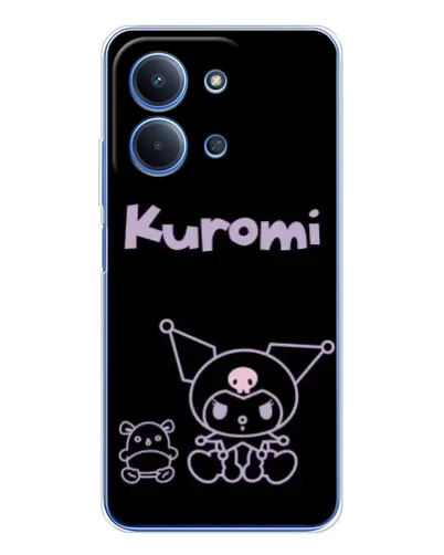 Чехол для Xiaomi Poco C85 с картинкой «Kuromi — черный минимализм»