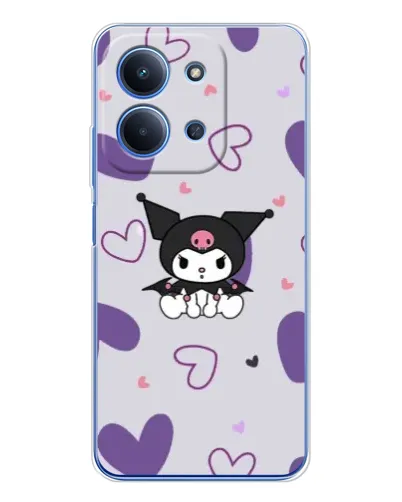 Чехол для Xiaomi Poco C85 с картинкой «Kuromi и лавандовые сердца»