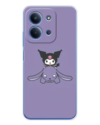 Чехол для Xiaomi Poco C85 с картинкой «Kuromi на лиловом фоне»