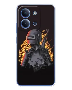Чохол для Xiaomi Poco C85 з картинкою «PUBG — вогняний силует»