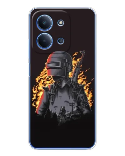 Чохол для Xiaomi Poco C85 з картинкою «PUBG — вогняний силует»