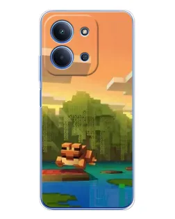 Чохол для Xiaomi Poco C85 з картинкою «Майнкрафт захід сонця»
