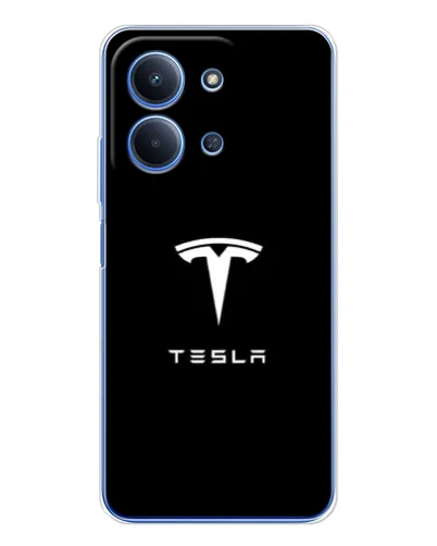 Чехол для Xiaomi Poco C85 с картинкой «Tesla White Logo»