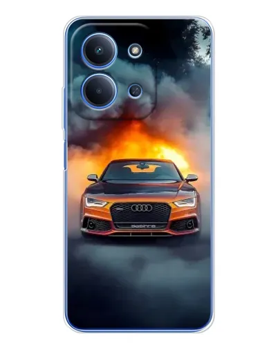 Чохол для Xiaomi Poco C85 з картинкою «Audi у вогняному диму»