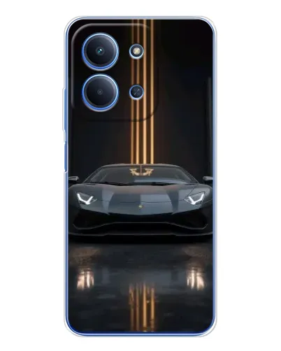 Чехол для Xiaomi Poco C85 с картинкой «Lamborghini золотые линии»