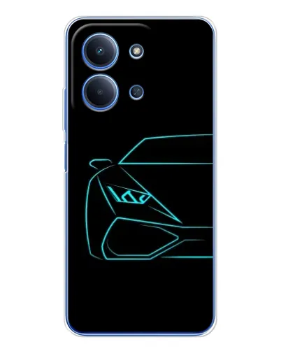 Чехол для Xiaomi Poco C85 с картинкой «Голубой силуэт Lamborghini»