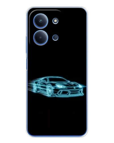 Чехол для Xiaomi Poco C85 с картинкой «Неоновый контур Lamborghini»