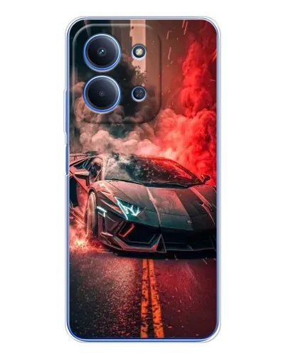 Чехол для Xiaomi Poco C85 с картинкой «Lamborghini красный дым»