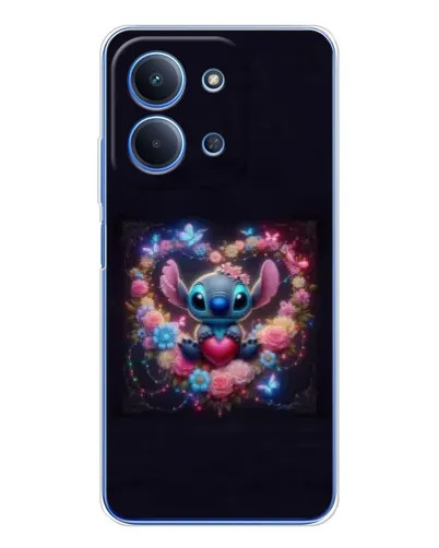 Чехол для Xiaomi Poco C85 с картинкой «Stitch в цветах»